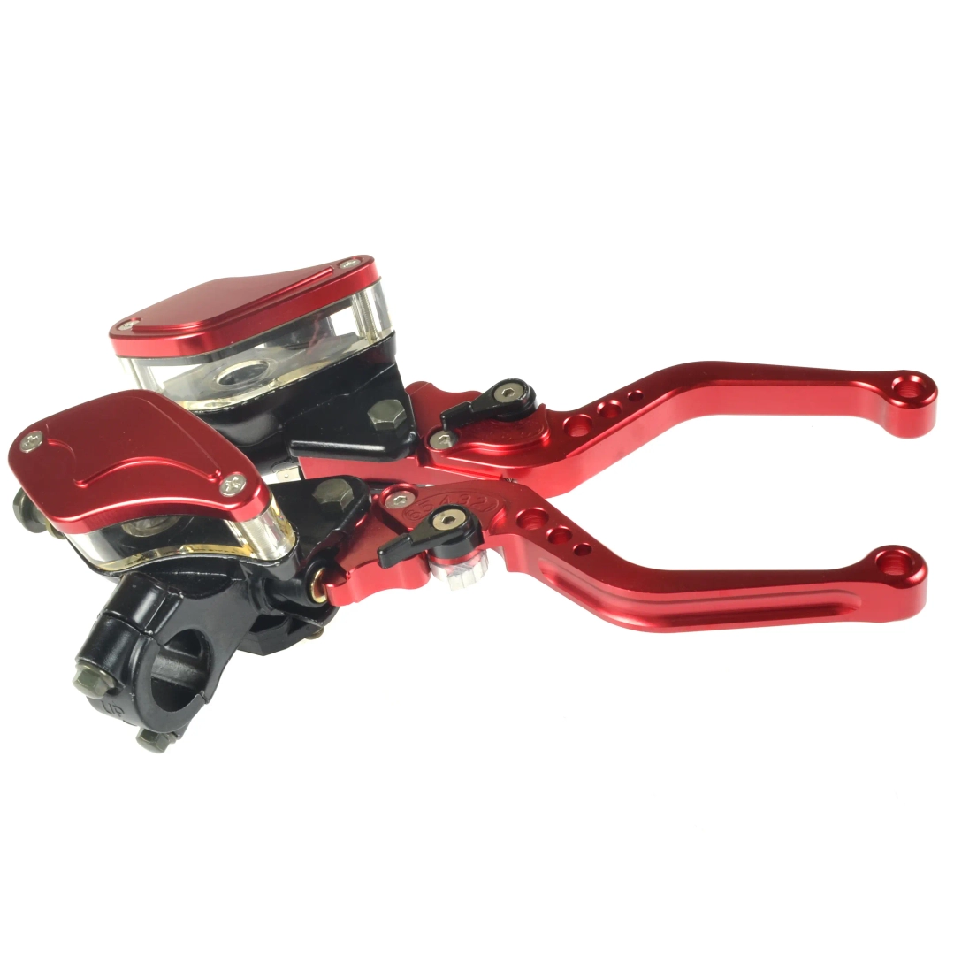 Dźwignie klamki hamulca i sprzęgła TWIN czerwone + pompa