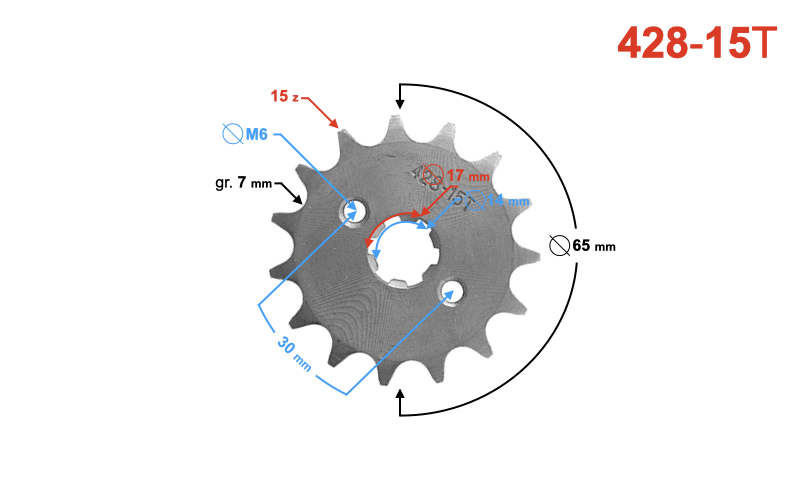 Zębatka 428-15z do motoroweru Barton Fighter