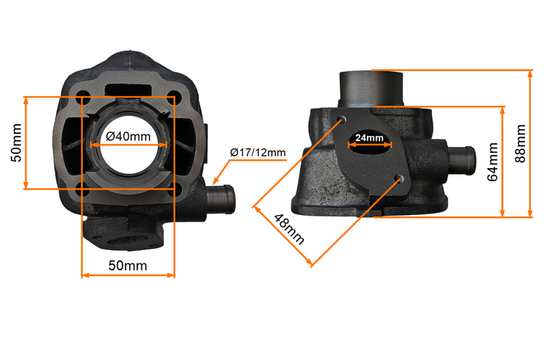 Cylinder 2T 50cc 40mm ciecz Yamaha Aprilia MBK Beta Benelli KTM Malaguti