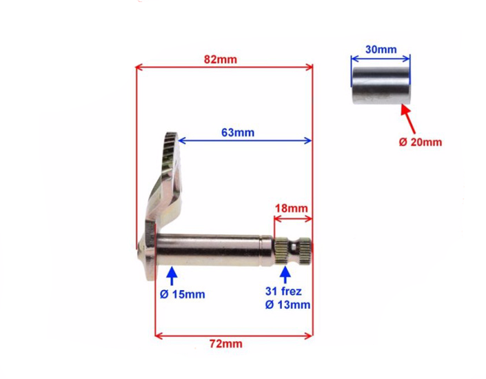 Wałek rozrusznika 2T startera tulejka 72mm Keeway 2T