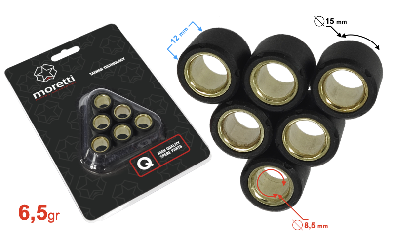 Rolki wariatora 15x12 6.5gr do skutera 2T Moretti