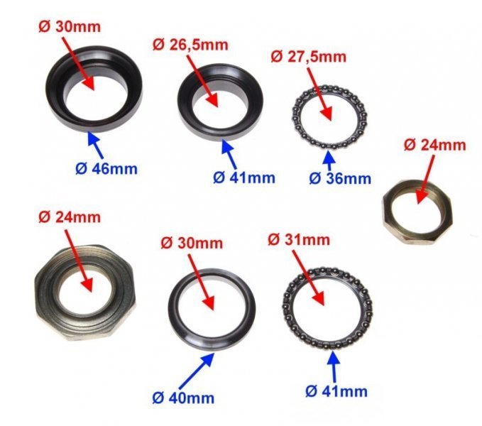 Łożyskowanie Kierownicy Zestaw na Sztycę 30mm
