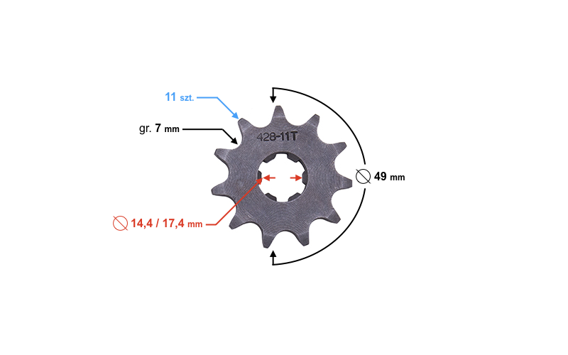 Zębatka zdawcza Moretti 11z 428 Barton Fighter Eco