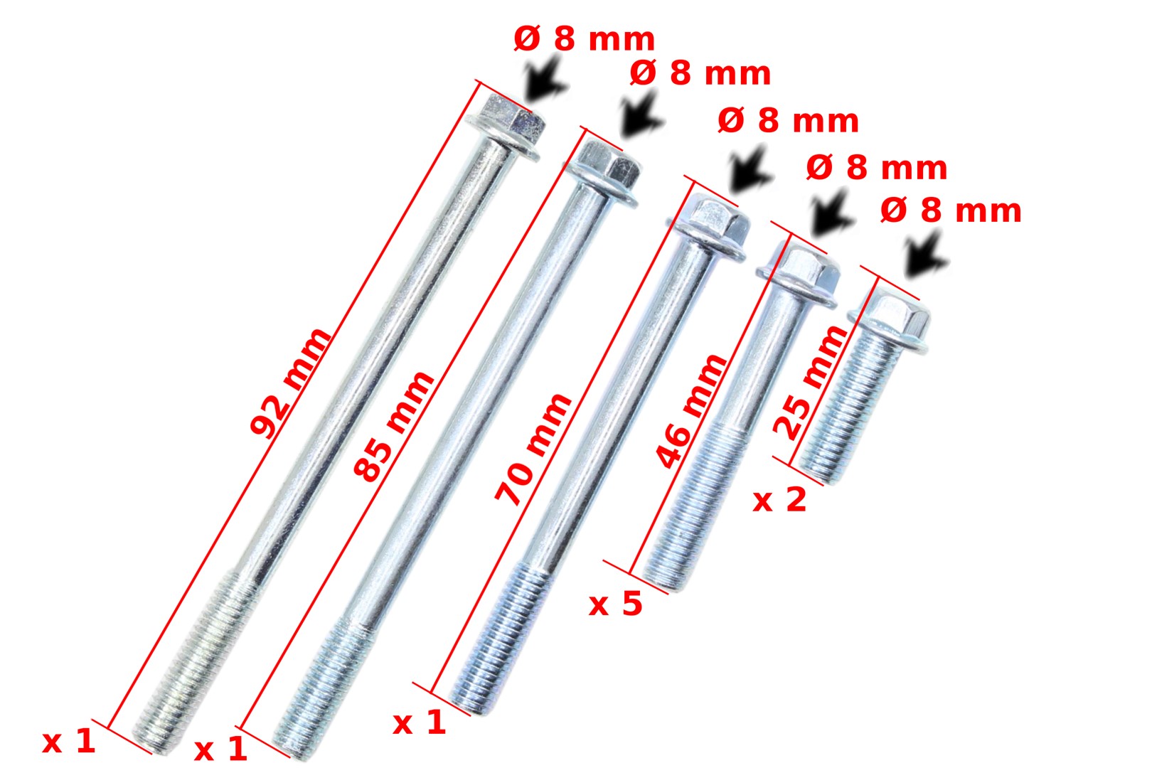 Śruby silnika dekla prawego atv street komplet