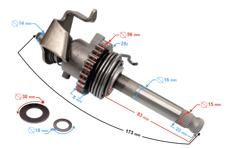 Wałek rozrusznika nożnego do motocykla Cafe Racer