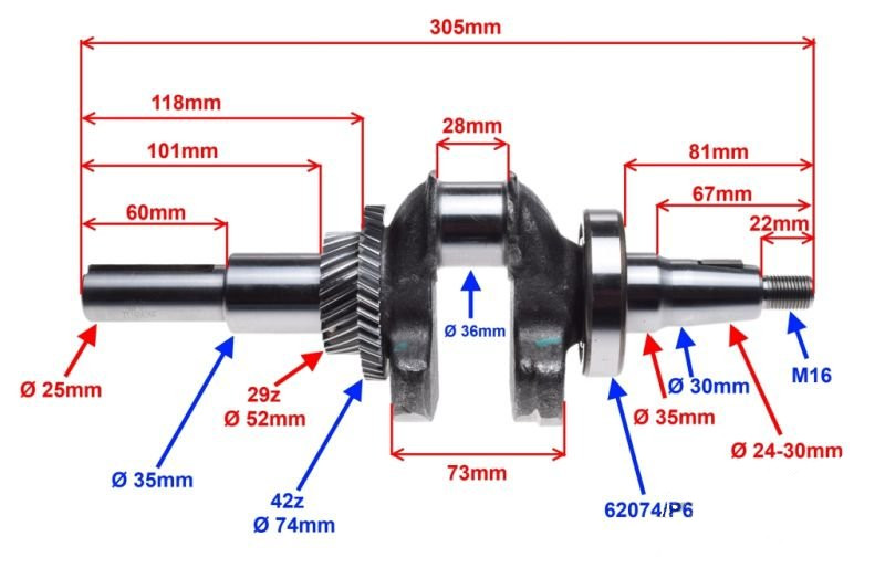 Wał korbowy + korbowód silnik GX390 honda gokart