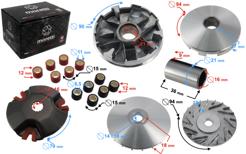 Wariator tuningowy skutera 2T 16mm Barton Galactic