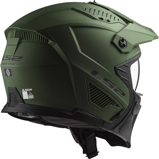 Kask otwarty LS2 OF606 DRIFTER SOLID MIL GREEN odpinana szczęka ECE 22.06