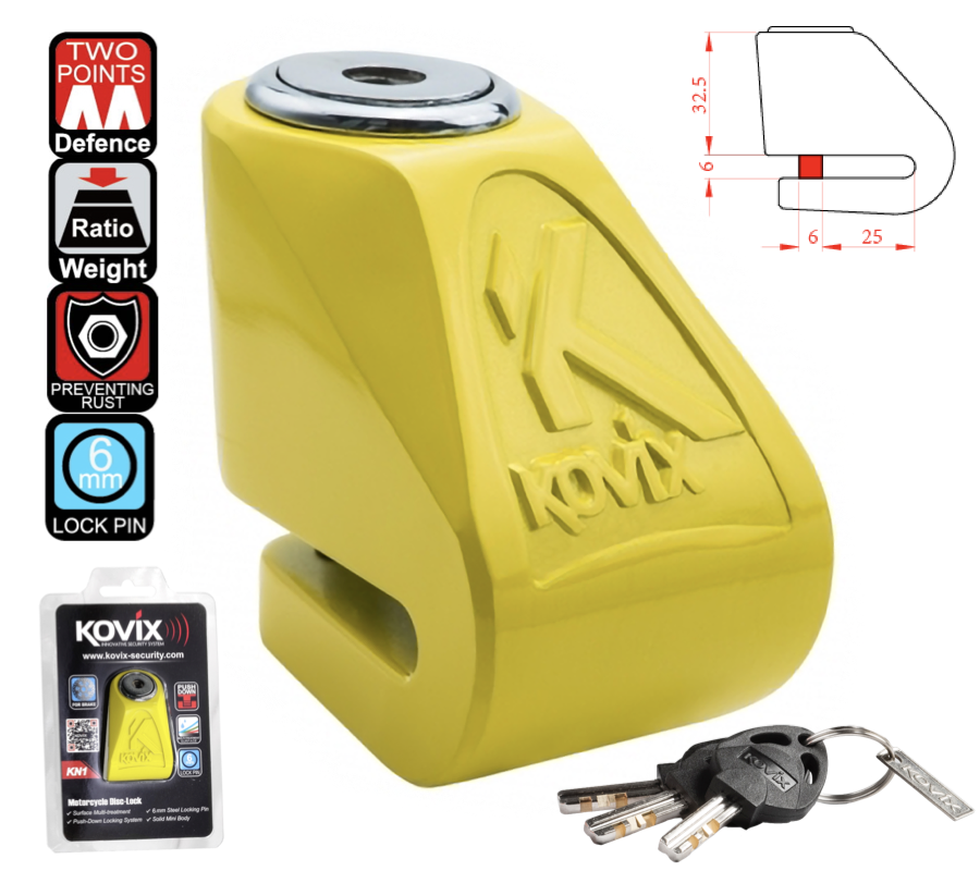 Blokada tarczy hamulcowej KOVIX KN1 żółta