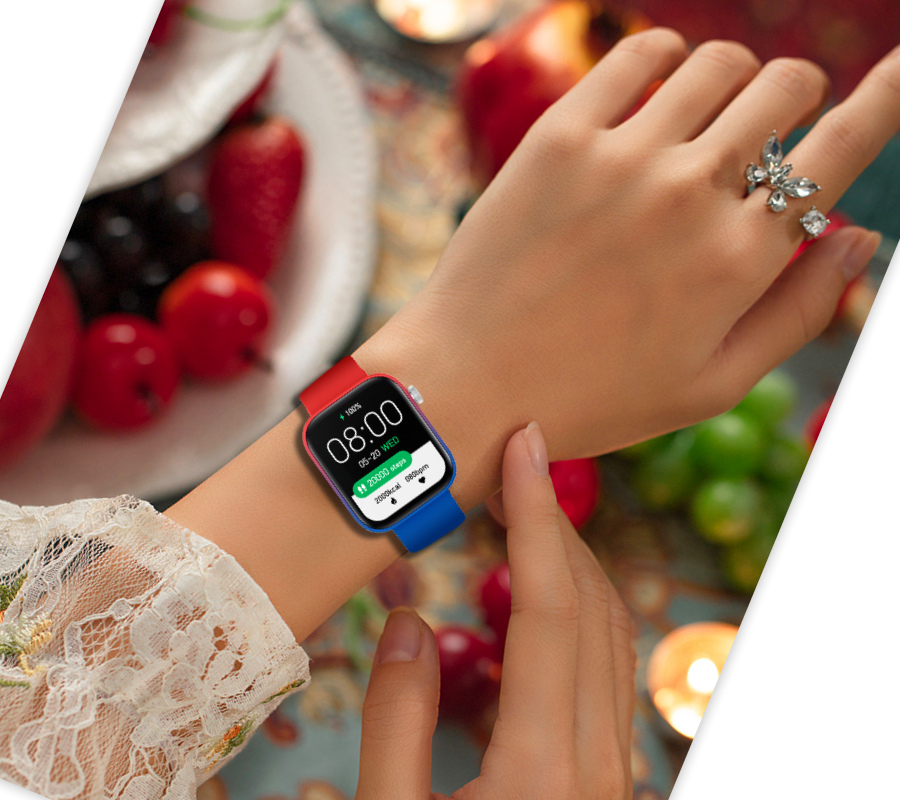 Smartwatch zegarek Rubicon czerwony niebieski