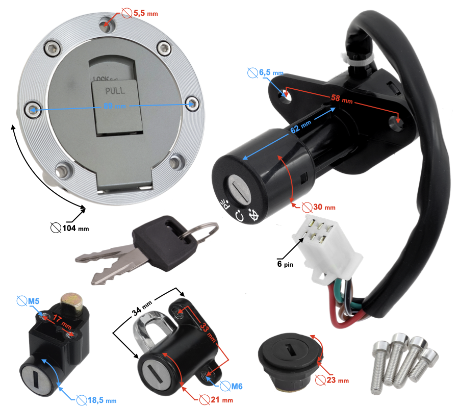Stacyjka zamek komplet do Barton Fighter 2 Router WS50