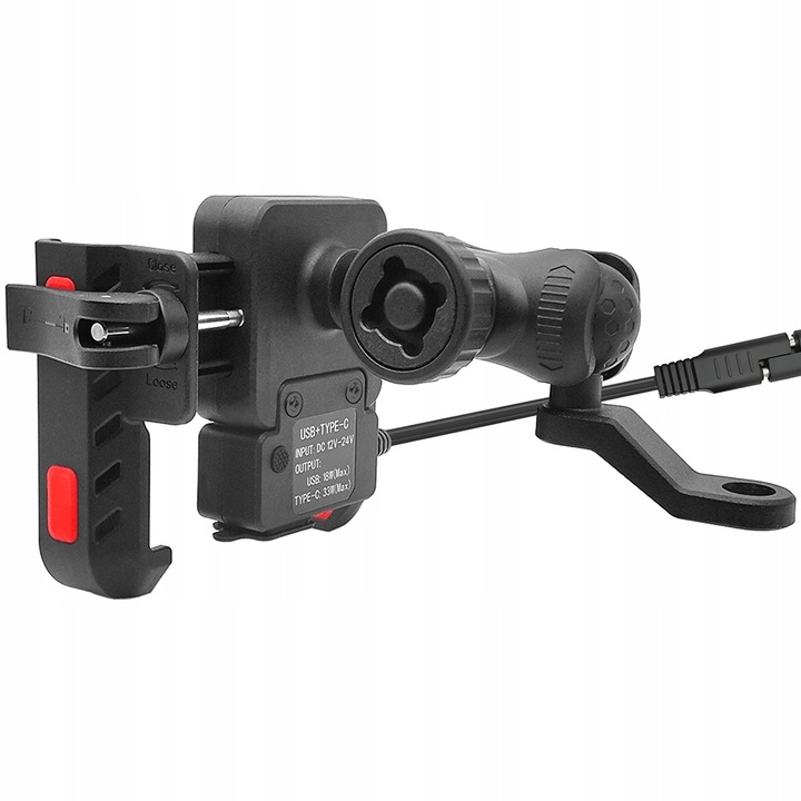 Uchwyt motocyklowy regulowany MC41 na telefon z ładowaniem CQ3.0 USB USB-C