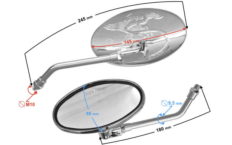 Lusterka tuningowe z orłami Morettti