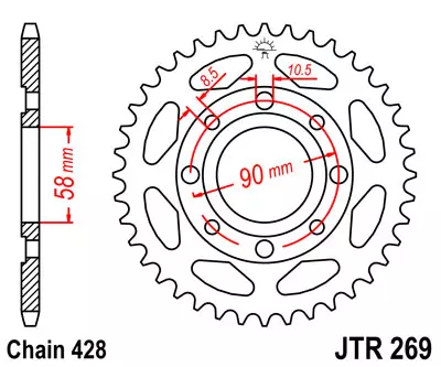JT zębatka tylna 42z 428 Honda CG 02-05r CM 82-97r CB 125 Daelim VC 125