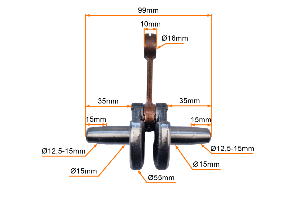 Wał korbowy Pocket Bike typ 44-6 na sworzeń 16mm z łożyskiem igiełkowym