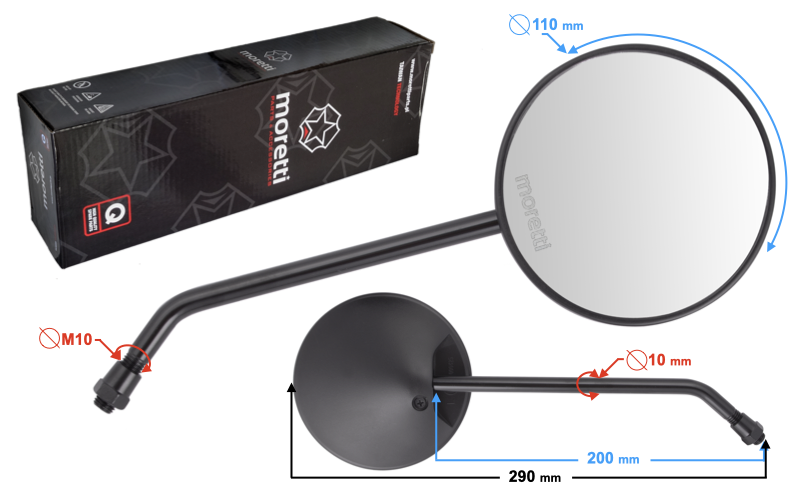 Lusterka M10 motoroweru Ranger Classic homologacją