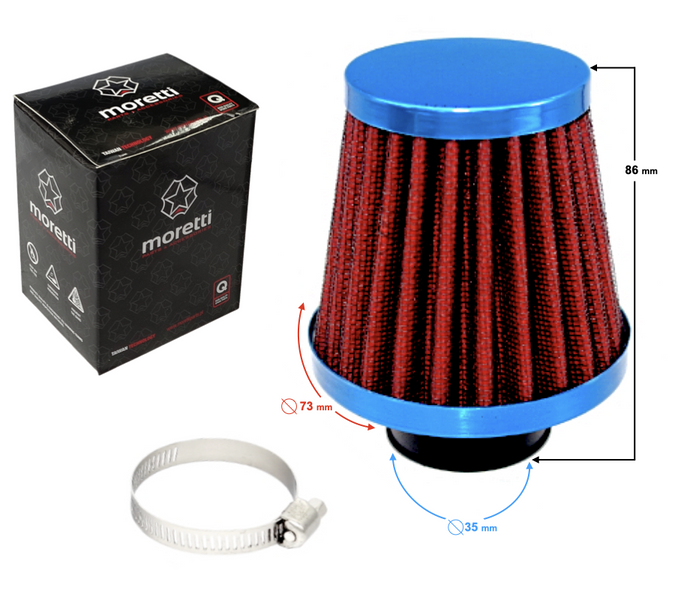 Filtr powietrza stożkowy czerwony średnica 35mm