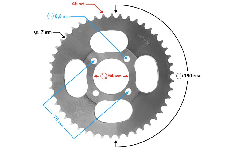 Zębatka tylna Moretti 46/428 do Ogar
