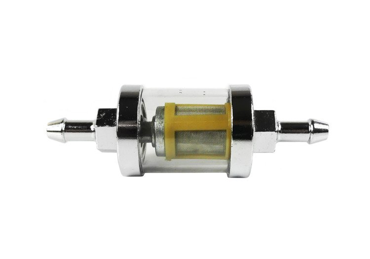 Filtr paliwa chrom metal 6mm rozkręcany duży WSK SHL Junak ROMET MZ ETZ
