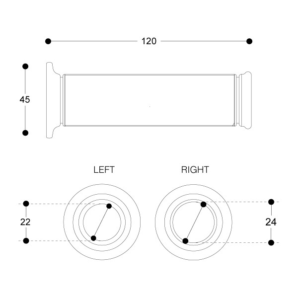 Manetki motocyklowe Barracuda VR46 czarne 120mm 22mm