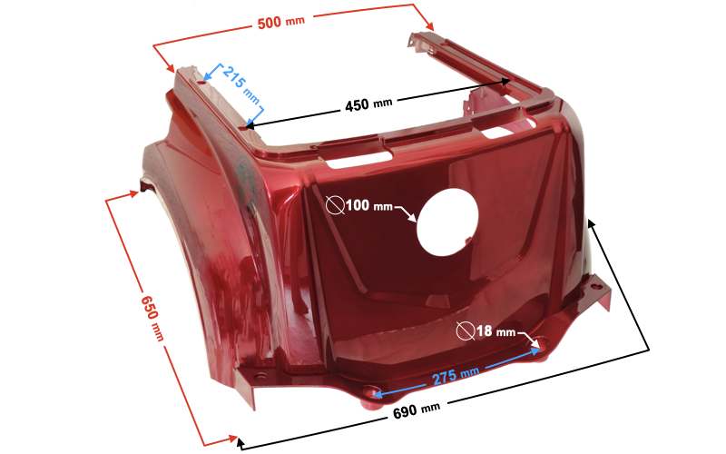 Obudowa centralna skuter Barton Tres czerwona