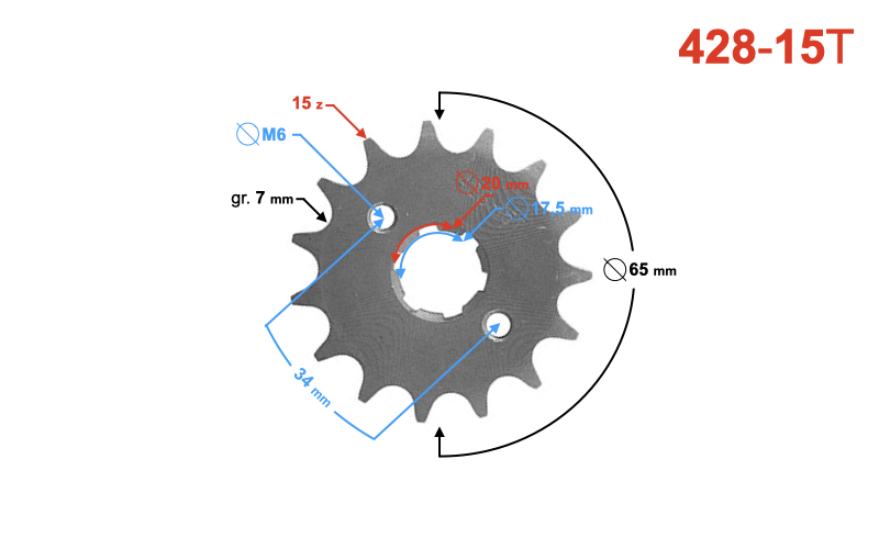 Zębatka zdawcza Moretti 15/428 do TZ125