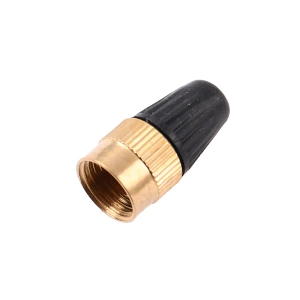 Nakrętka wentyla miedź + czarny kapturek