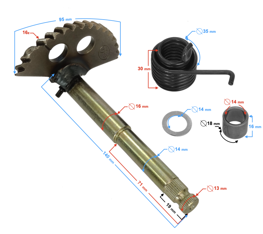 Wałek rozrusznika nożnego (półksiężyc) do Barton B-max
