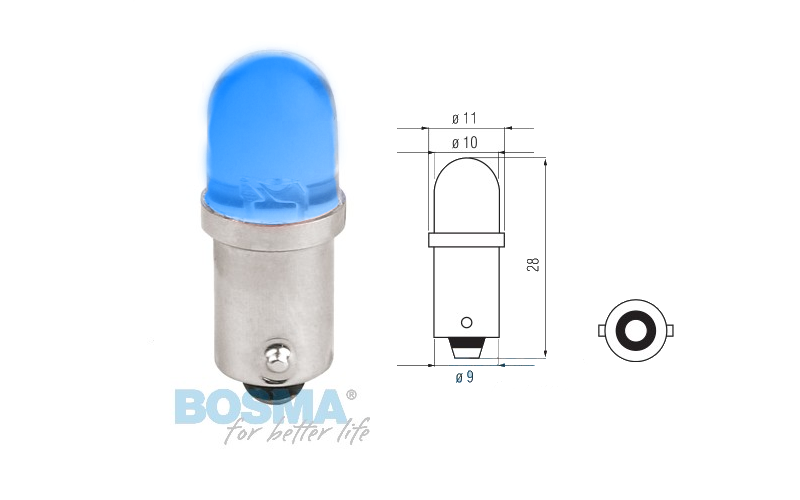 Żarówka Bosma 12V 1*Led Standard BA9s Blue blister