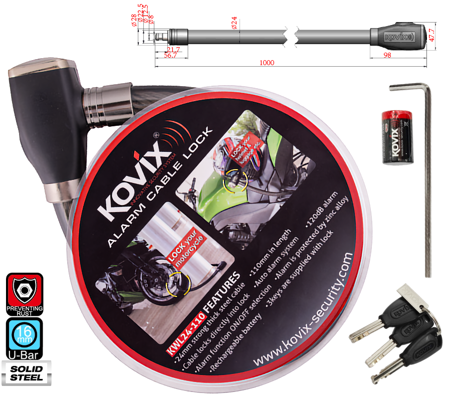 Linka Stalowa z Alarmem KOVIX KWL24-110