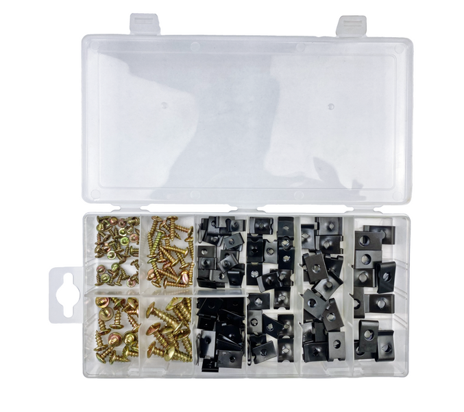 Zestaw do montażu plastików owiewek wkręty blaszki skuter quad 170 sztuk