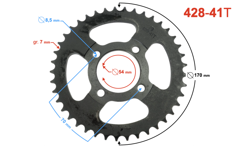 Zębatka tył 41z 428 romet via city ranger classic