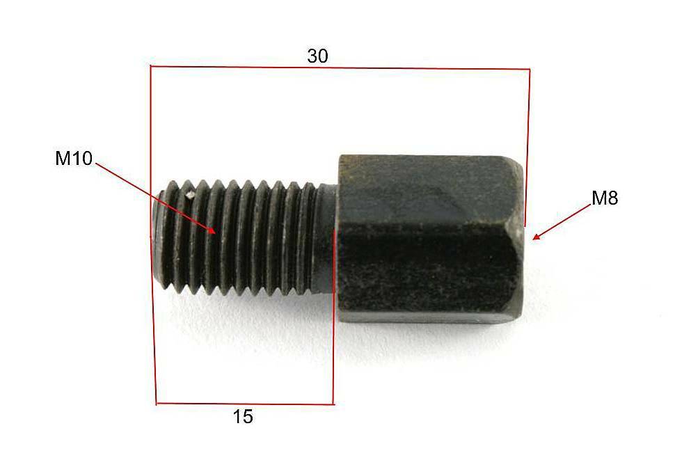 Redukcja adapter lusterek gwint P8mm P10mm Prawy