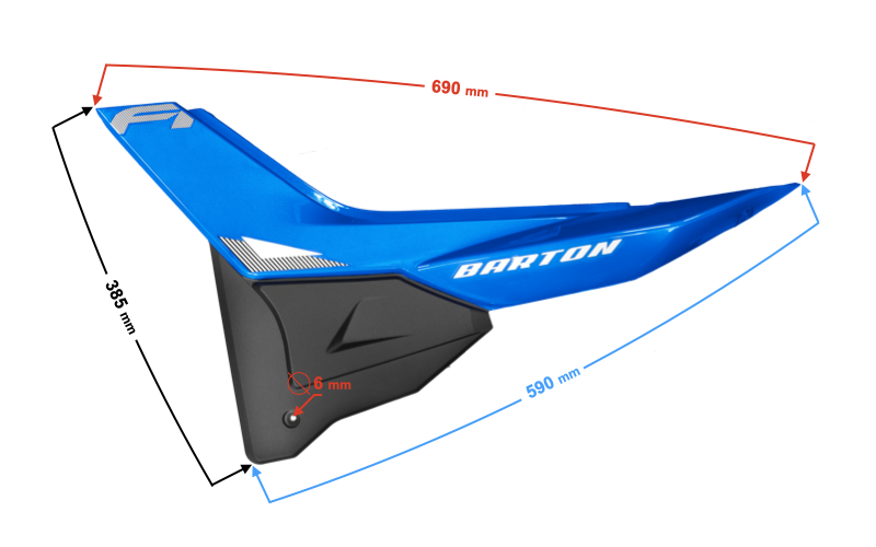 Obudowa boczna tylna lewa niebieska do motoroweru Barton FR 2