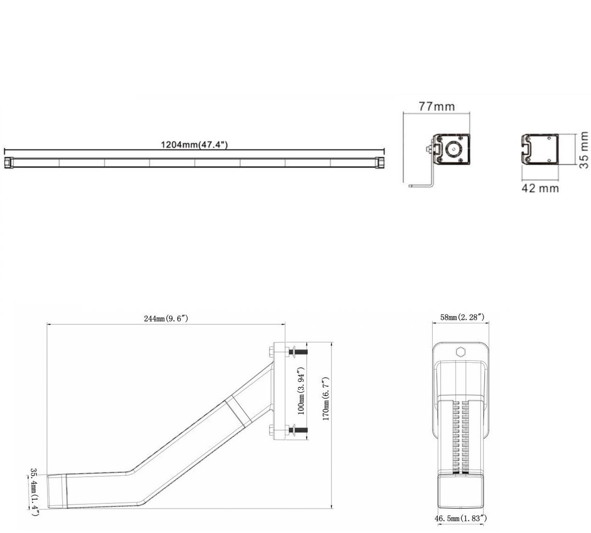 Belka Ostrzegawcza 72Led 1204x35 R65 R10 Na Śruby + gratis lampy narożne obrysowe prawa lewa