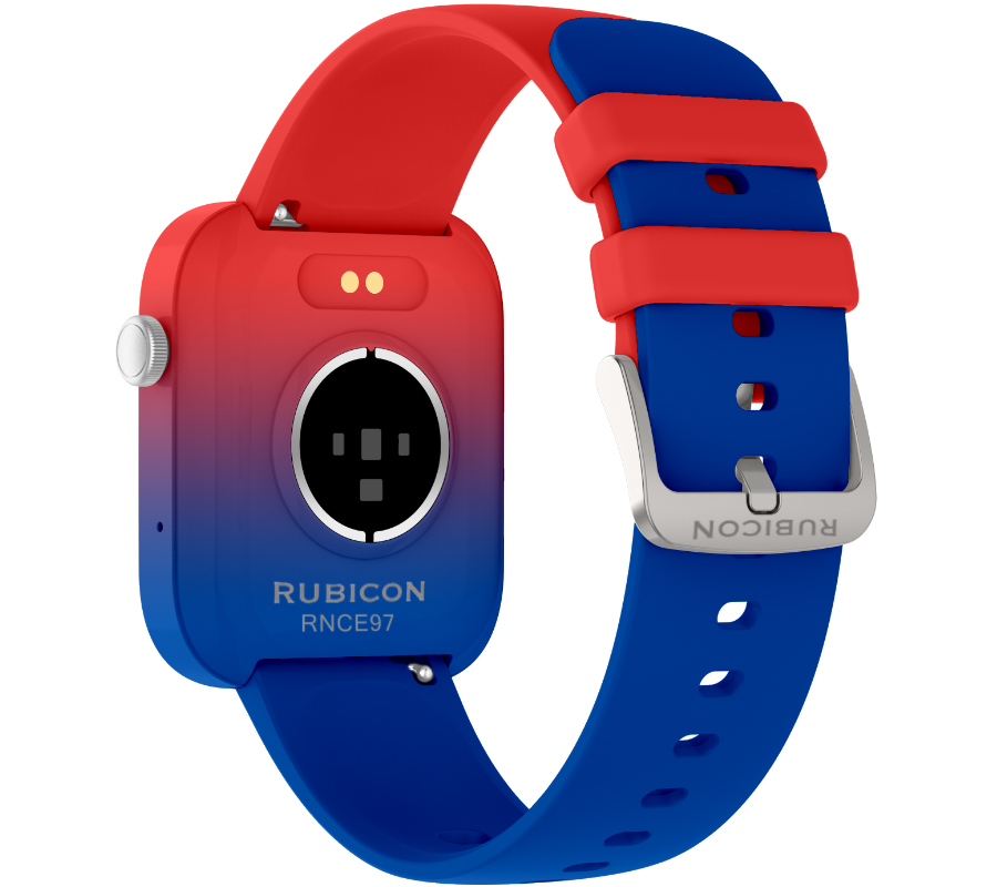 Smartwatch zegarek Rubicon czerwony niebieski