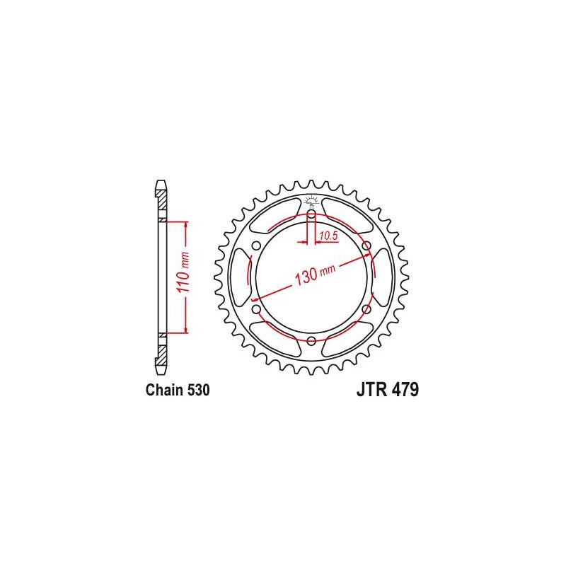 JT zębatka tylna JTR479.48 48z 530 Yamaha YZF R6 R1 Kawasaki MZ/MUZ Suzuki