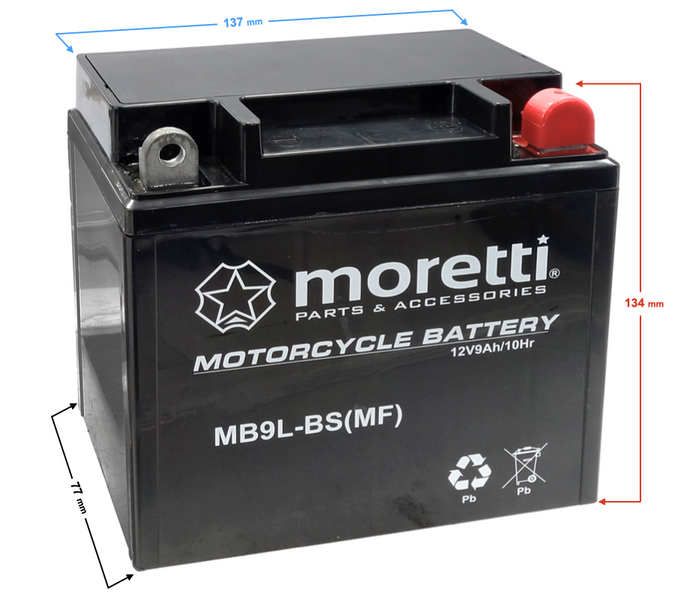 Akumulator Moretti 12V AGM (Gel) MB9L-BS / 12N9-3B 12N9-BS rd200 tgb tapo