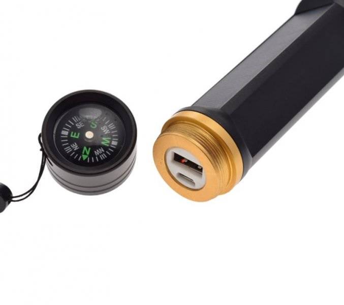 Latarka Taktyczna Powerbank Kompas Młotek Nóż