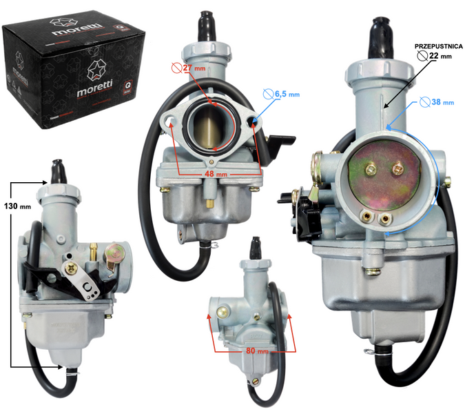 Gaźnik Moretti PZ27 125 150 cm3 ssanie na dźwignię
