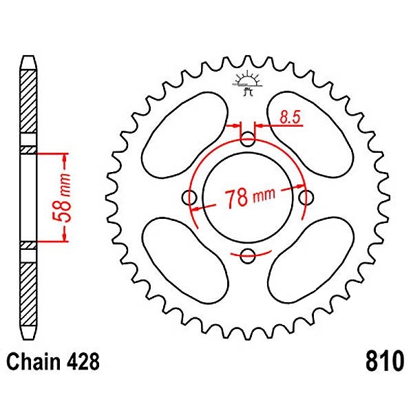 JT Zębatka tył 48z 428 Suzuki RG80 GN GP GS GT 125 Hyosung GA GV RT Keeway