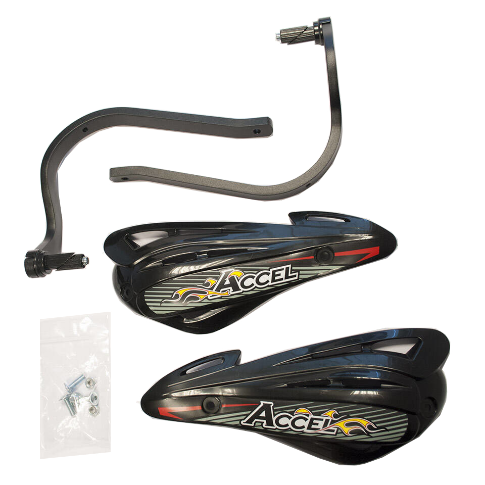 Accel osłony dłoni handbary z mocowaniem aluminiowym atv 22+28mm czarne