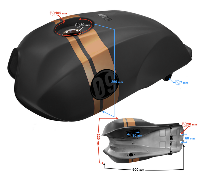 Zbiornik paliwa grafitowy do Barton Cafe Racer
