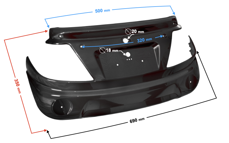 Obudowa tylna do skutera Barton Tres Czarna
