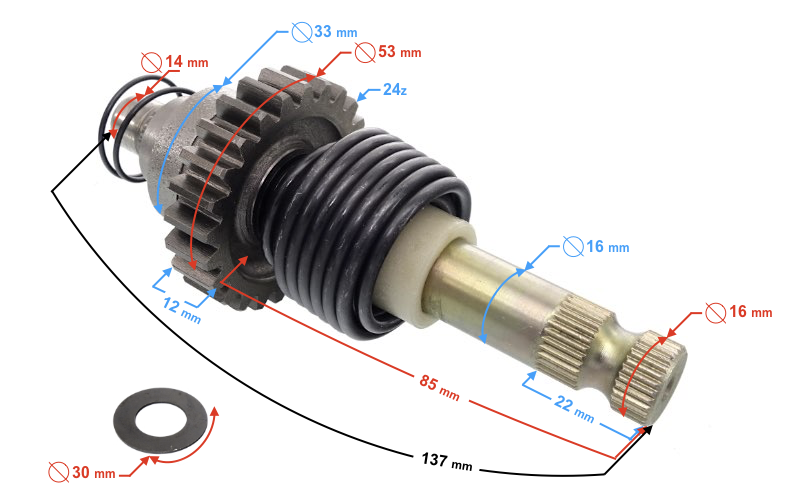 Wałek rozrusznika nożnego do Barton Blade 125