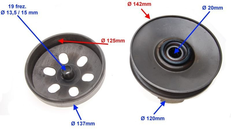 Sprzęgło tył dzwon szczęki gy6 kymco jonway 125 