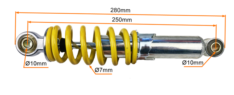 Amortyzator tył 25cm regulowany żółty Mini ATV 110 Cross