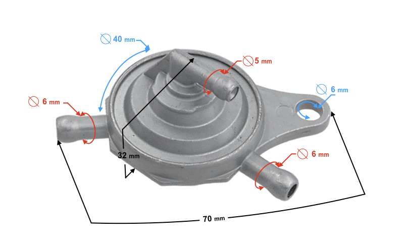 Pompka paliwa kranik Gy6 Barton Orlando 3 wejścia