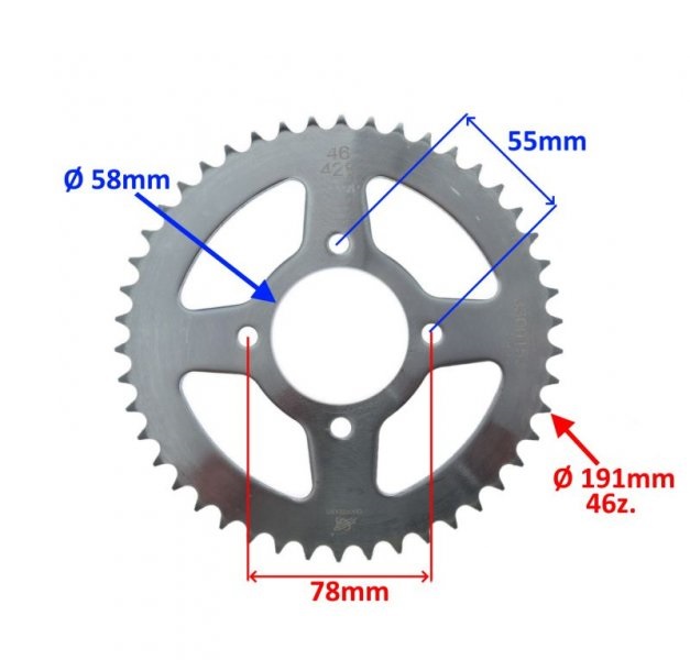 Zębatka tylna tył 46z zębów 428 do junak 905