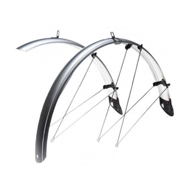 Błotnik 28/41 rowerowy z chlapaczem srebrny p+t